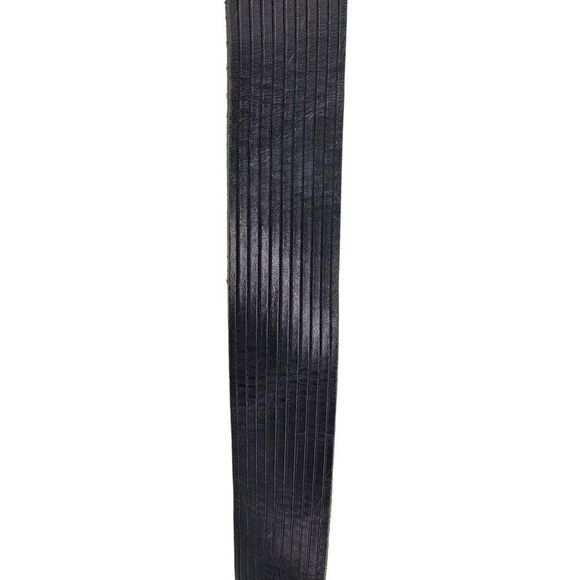 Vintage Echo Belt Black Genuine Leather Wide Tooled Striped Silver Peg Buckle S - Picture 5 of 7